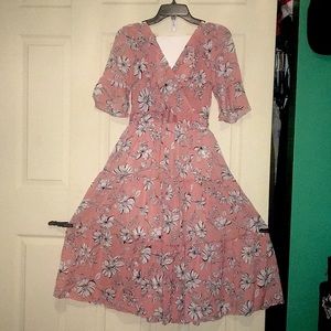 Floral Chiffon Dress (Pink)